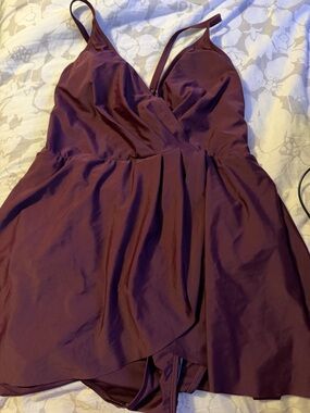 Cupshe Plum Strapless Swim Romper